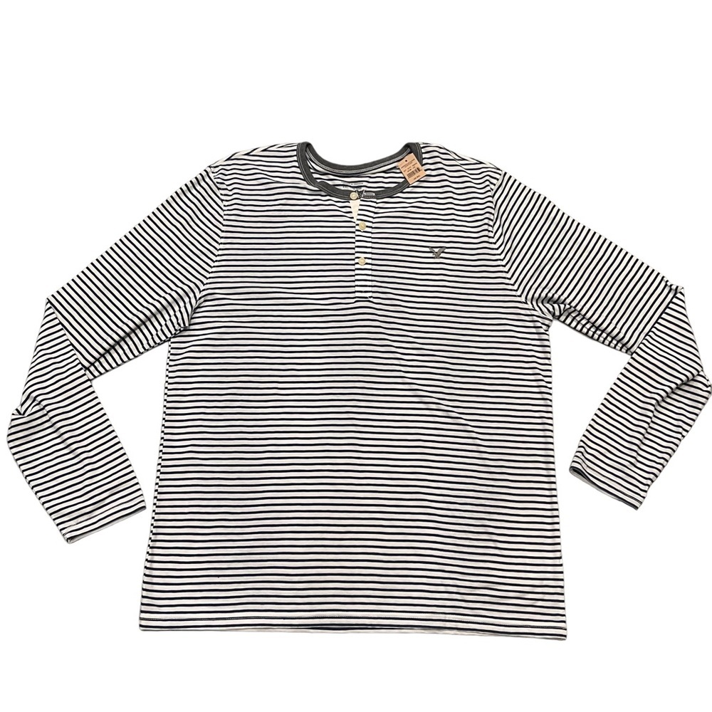 NEW AEO Blue & White Striped Long Sleeve Tee